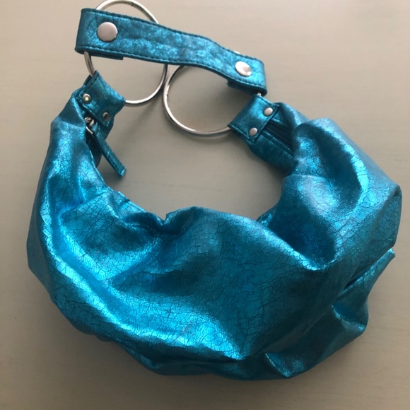 Mermaid Blue Metallic Bracelet Bag UNIQUE (Good Condition) So Unique & Cute - Picture 6 of 12